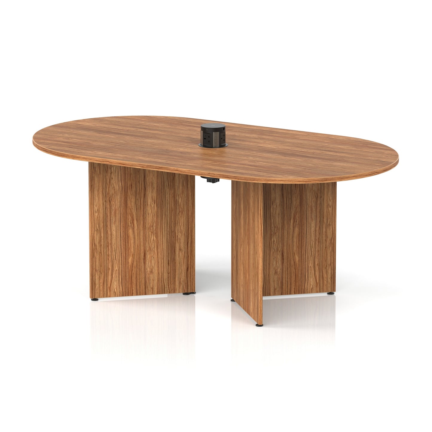 Impulse Volta Boardroom Table With Pop-up Power Module Arrowhead Leg Walnut 1800mm Black - Industrious Decor