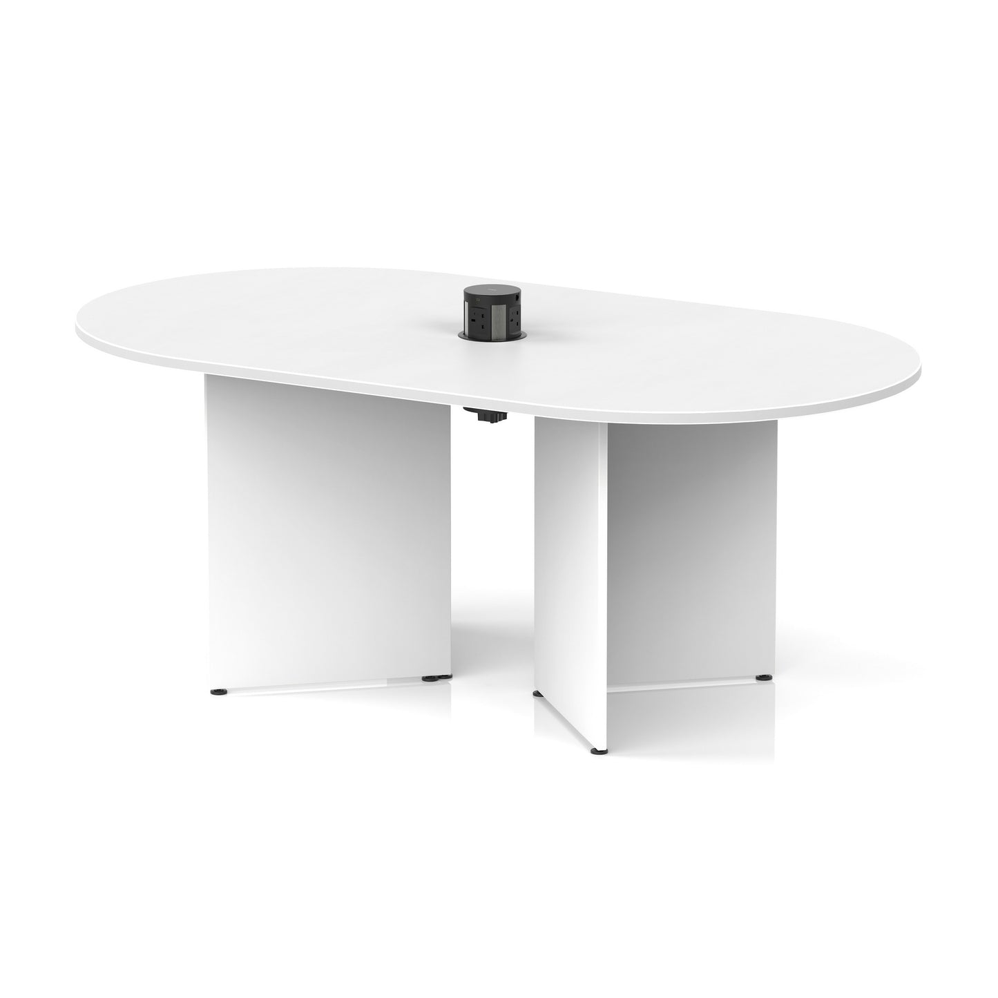 Impulse Volta Boardroom Table With Pop-up Power Module Arrowhead Leg White 1800mm Black - Industrious Decor