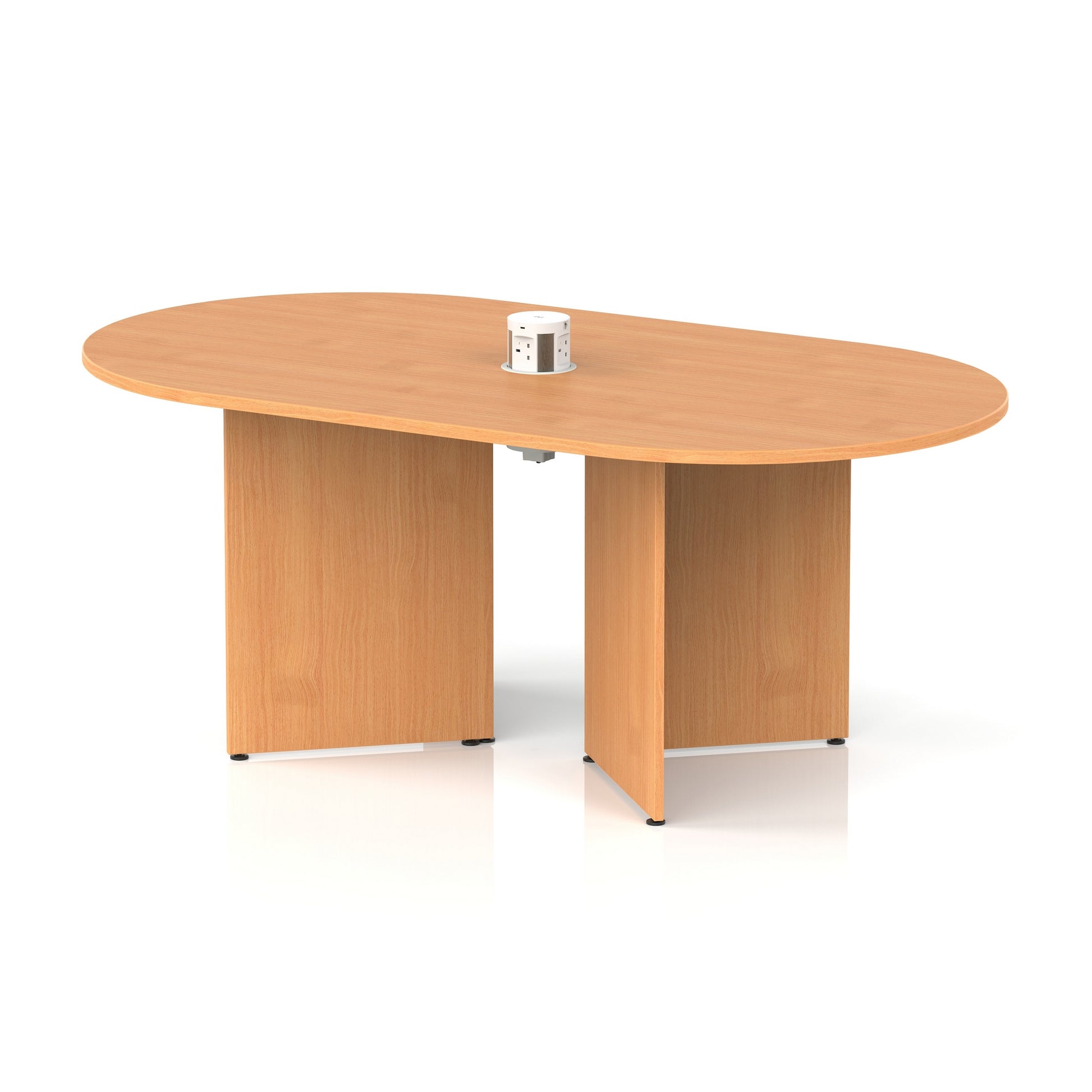 Impulse Volta Boardroom Table With Pop-up Power Module Arrowhead Leg Beech 1800mm White - Industrious Decor