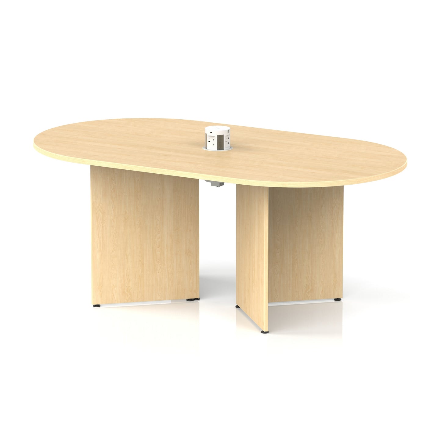 Impulse Volta Boardroom Table With Pop-up Power Module Arrowhead Leg Maple 1800mm White - Industrious Decor