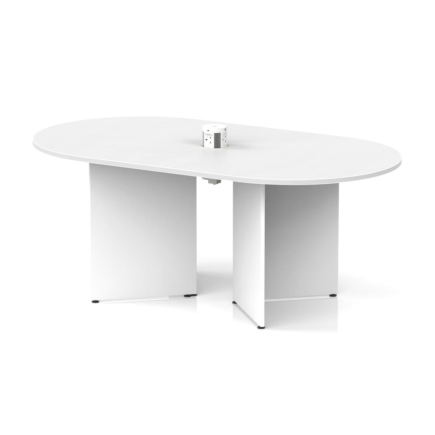 Impulse Volta Boardroom Table With Pop-up Power Module Arrowhead Leg White 1800mm White - Industrious Decor