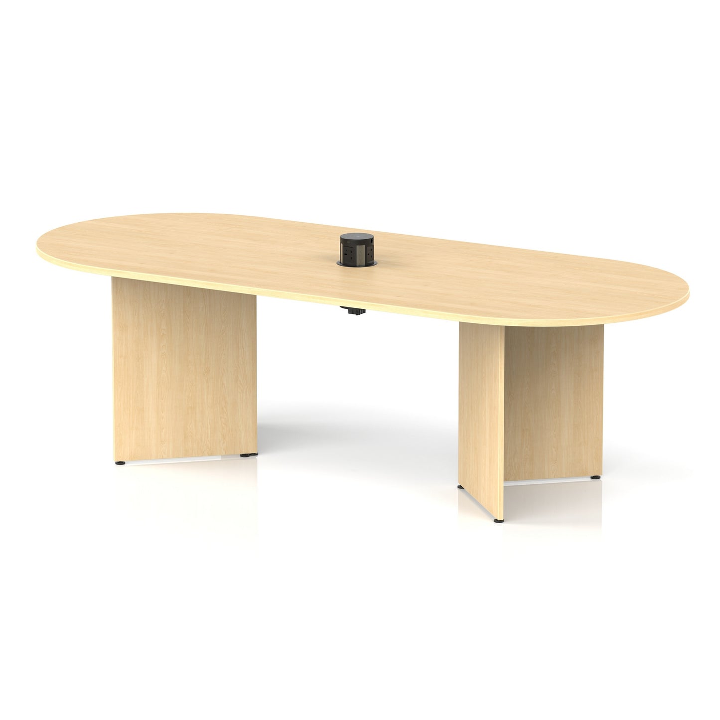 Impulse Volta Boardroom Table With Pop-up Power Module Arrowhead Leg Maple 2400mm Black - Industrious Decor