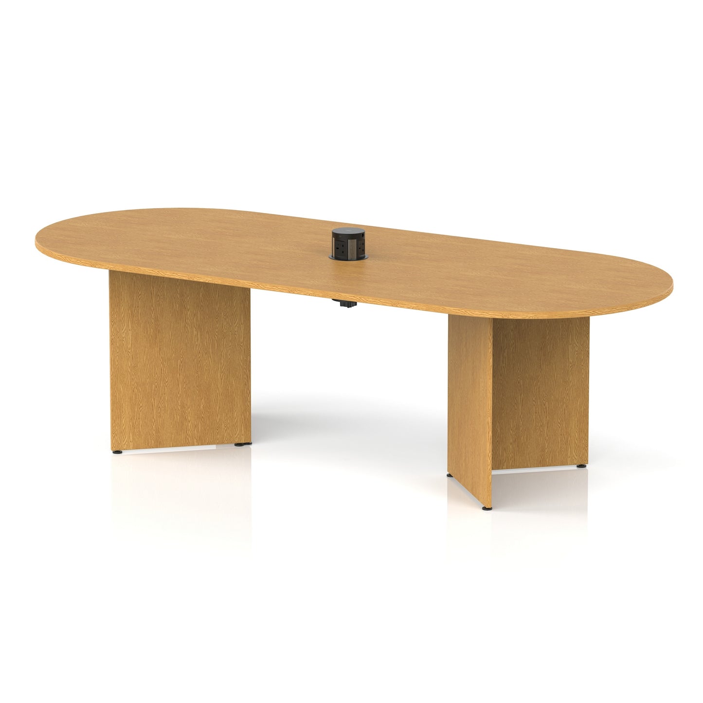 Impulse Volta Boardroom Table With Pop-up Power Module Arrowhead Leg Oak 2400mm Black - Industrious Decor