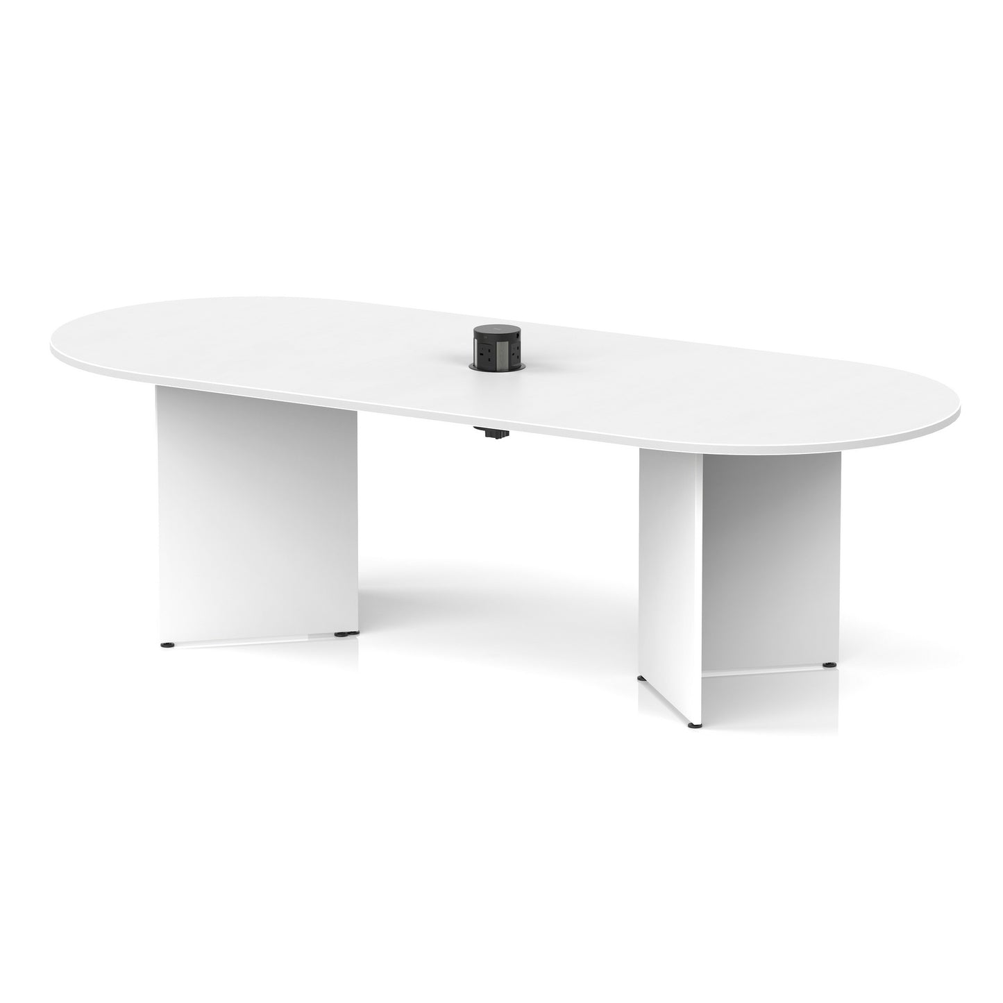 Impulse Volta Boardroom Table With Pop-up Power Module Arrowhead Leg White 2400mm Black - Industrious Decor