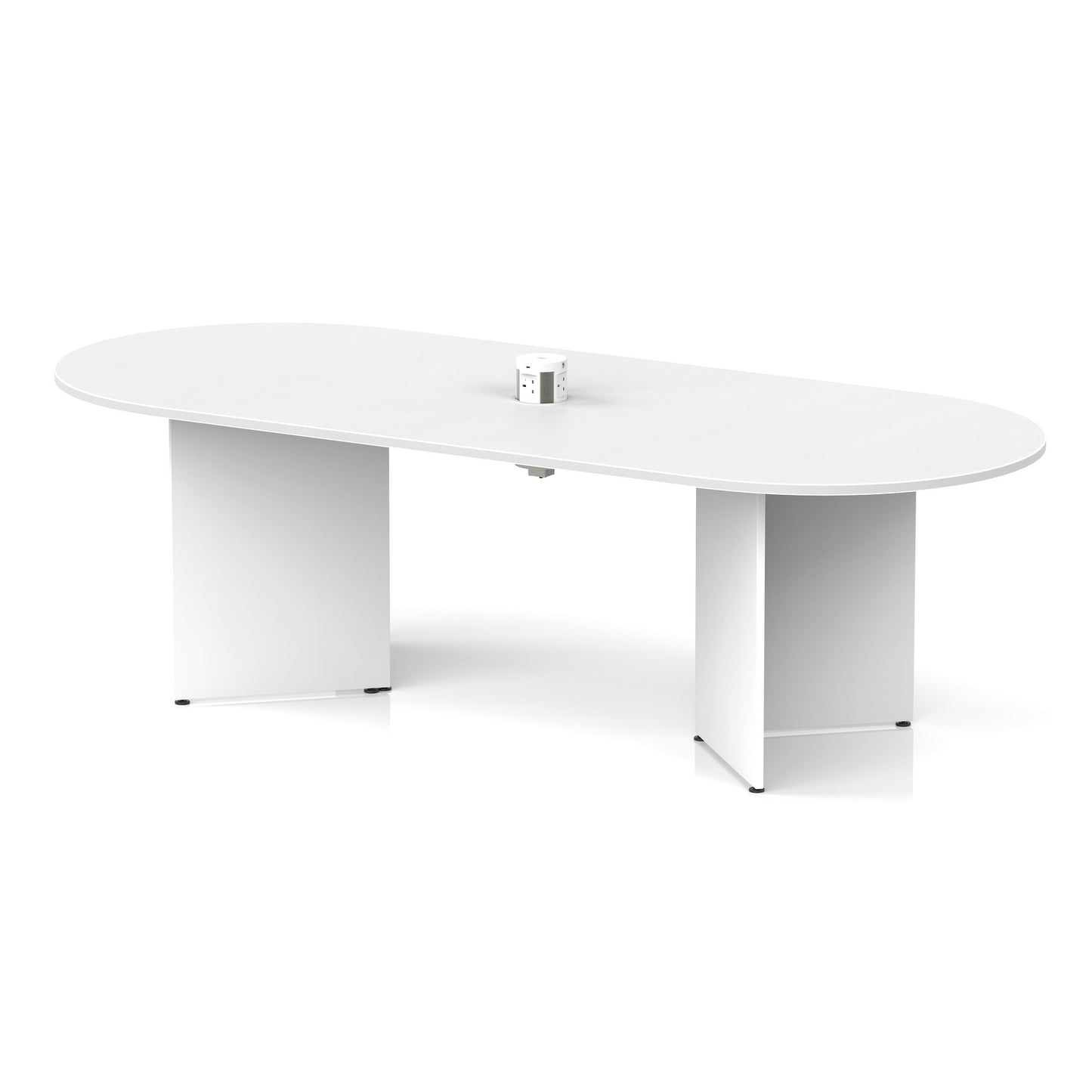Impulse Volta Boardroom Table With Pop-up Power Module Arrowhead Leg White 2400mm White - Industrious Decor