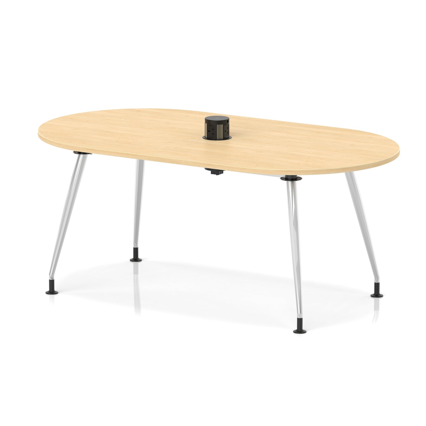 Impulse Volta Boardroom Table With Pop-up Power Module With Silver Leg Frame Maple 1800mm - Industrious Decor