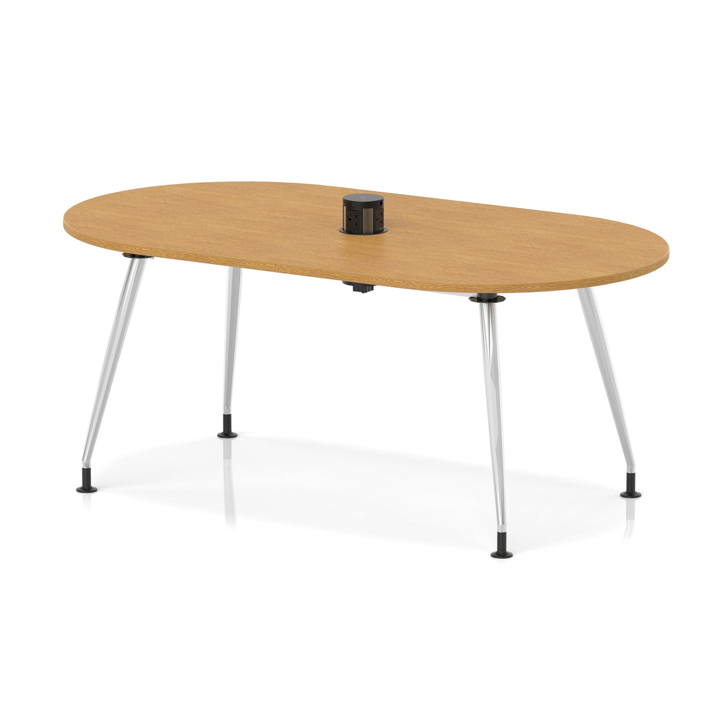 Impulse Volta Boardroom Table With Pop-up Power Module With Silver Leg Frame Oak 1800mm - Industrious Decor