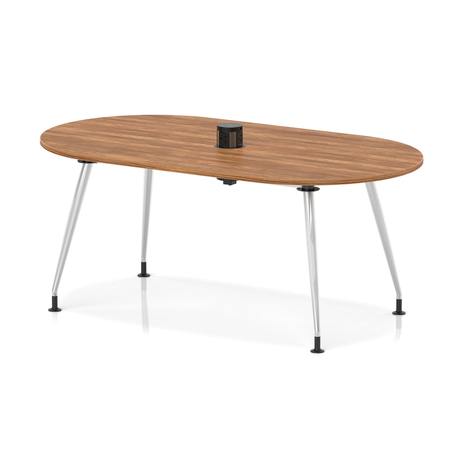 Impulse Volta Boardroom Table With Pop-up Power Module With Silver Leg Frame Walnut 1800mm - Industrious Decor