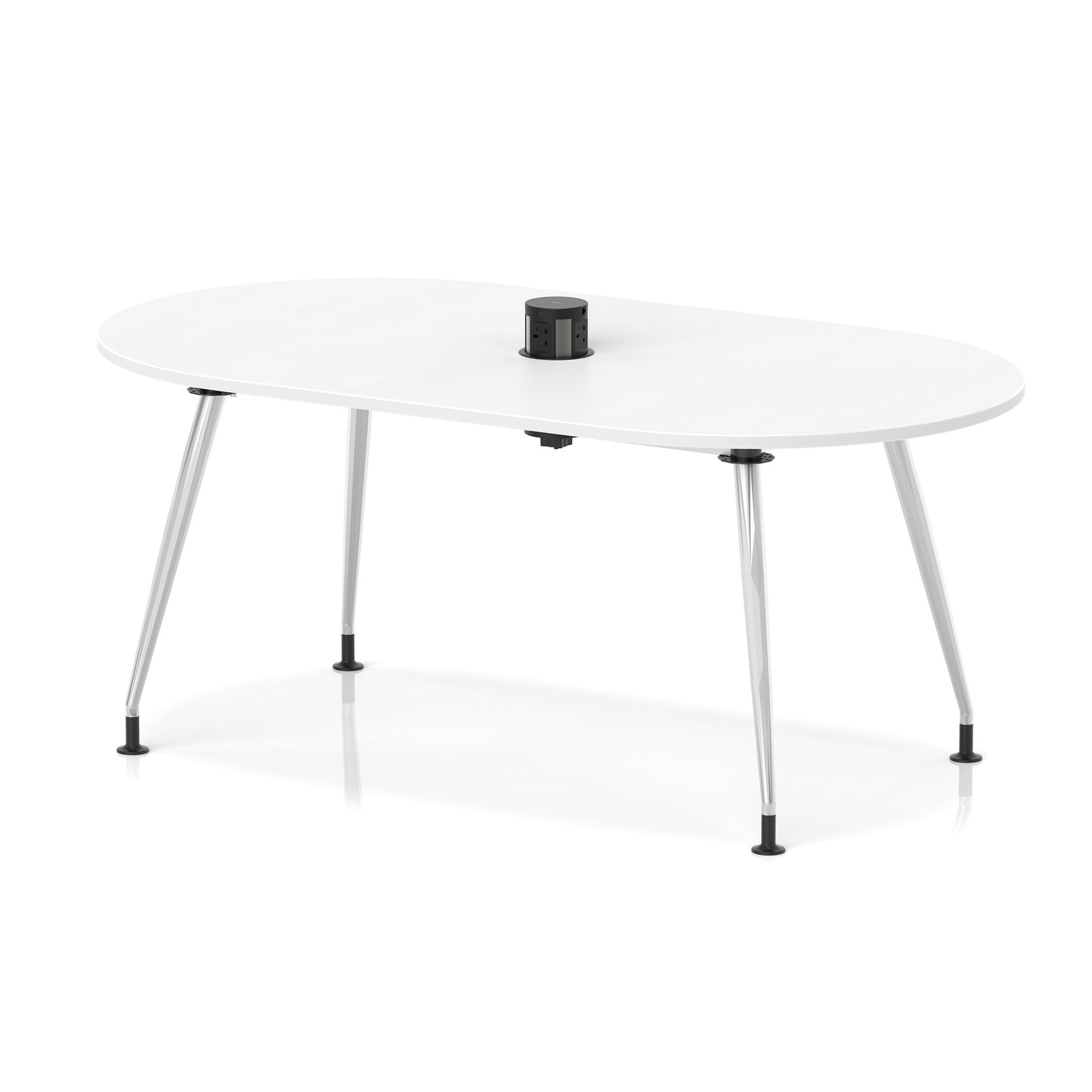 Impulse Volta Boardroom Table With Pop-up Power Module With Silver Leg Frame White 1800mm - Industrious Decor