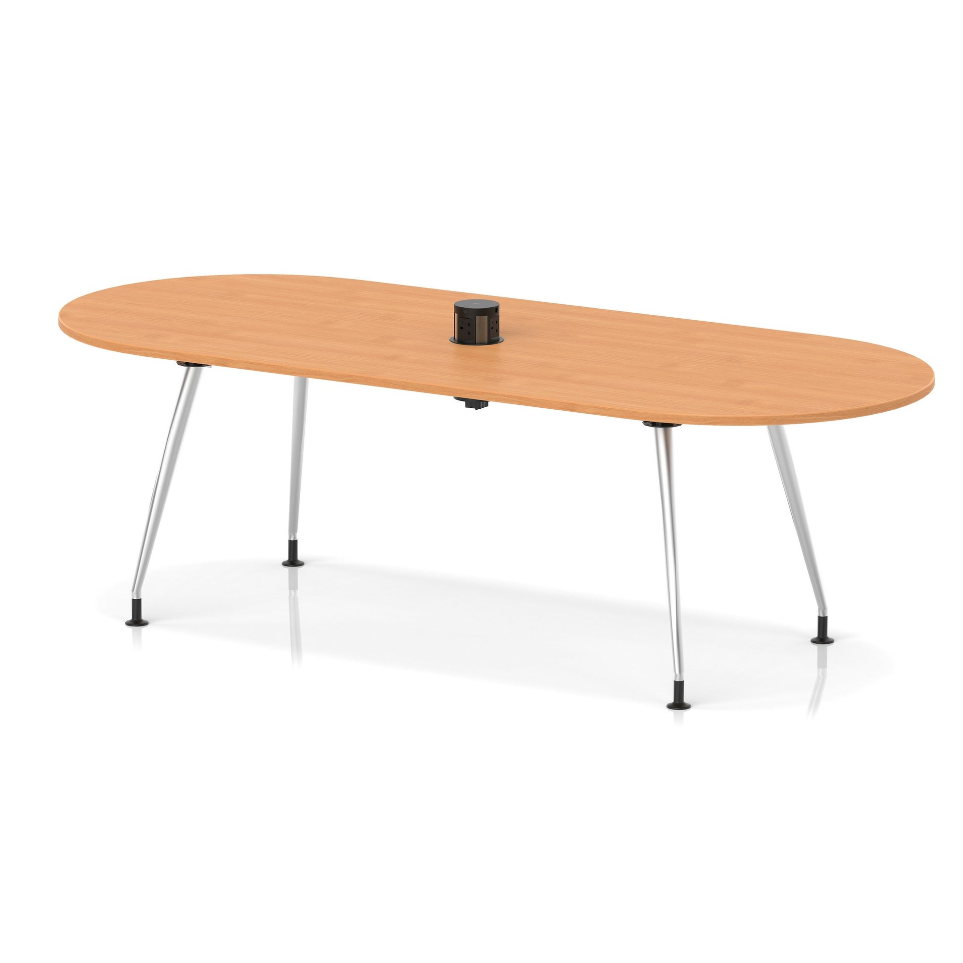 Impulse Volta Boardroom Table With Pop-up Power Module With Silver Leg Frame Beech 2400mm - Industrious Decor