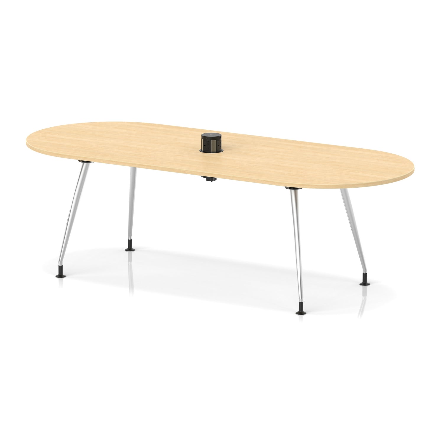 Impulse Volta Boardroom Table With Pop-up Power Module With Silver Leg Frame Maple 2400mm - Industrious Decor