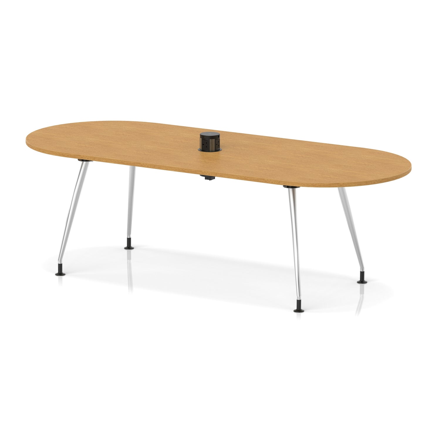 Impulse Volta Boardroom Table With Pop-up Power Module With Silver Leg Frame Oak 2400mm - Industrious Decor
