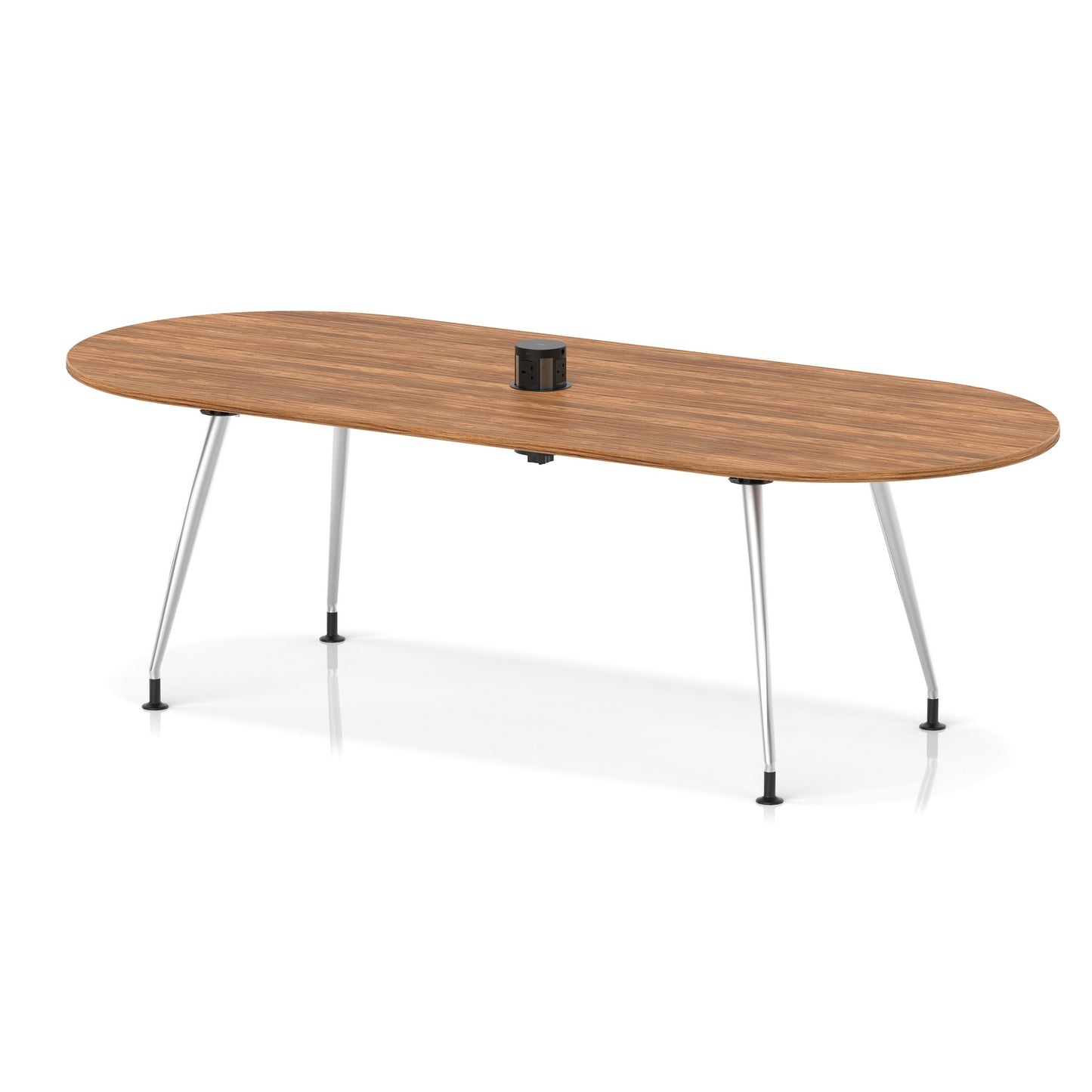 Impulse Volta Boardroom Table With Pop-up Power Module With Silver Leg Frame Walnut 2400mm - Industrious Decor
