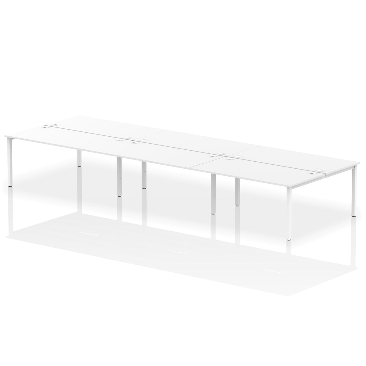 ID Workplace Bench Desk – 6 Person White White - Industrious Decor
