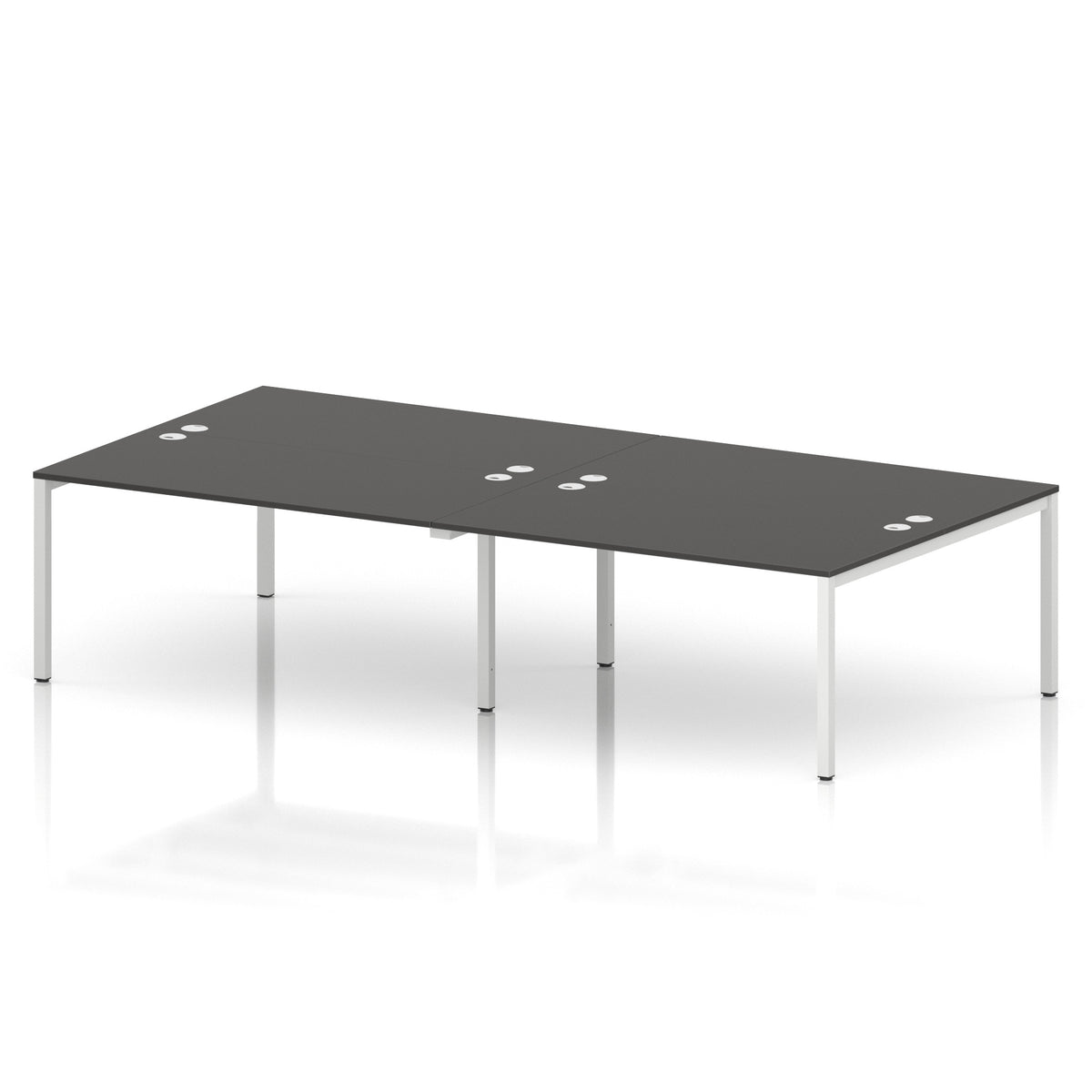 ID Workplace Bench Desk – 4 Person Carbon Grey White - Industrious Decor