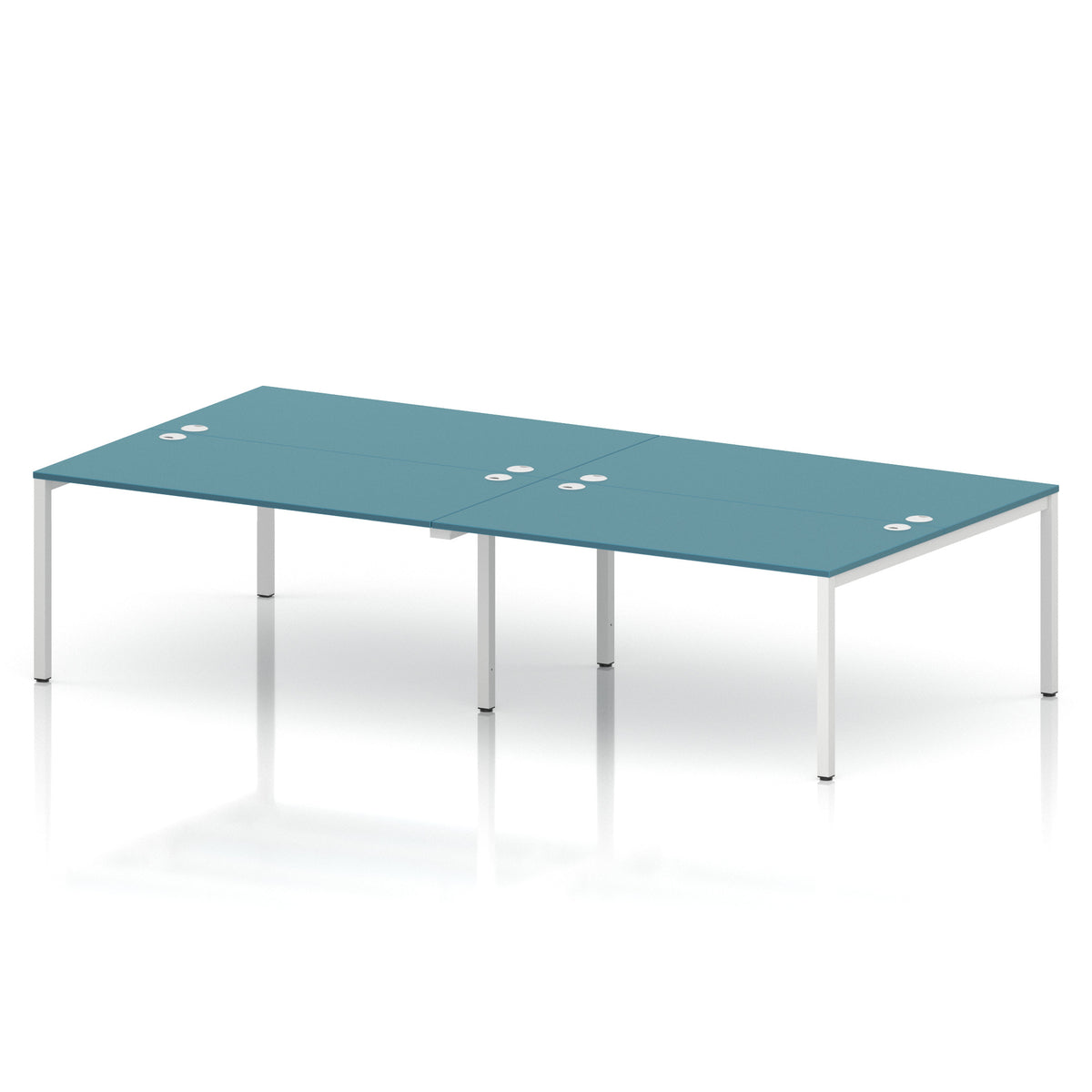 ID Workplace Bench Desk – 4 Person Dark Teal White - Industrious Decor