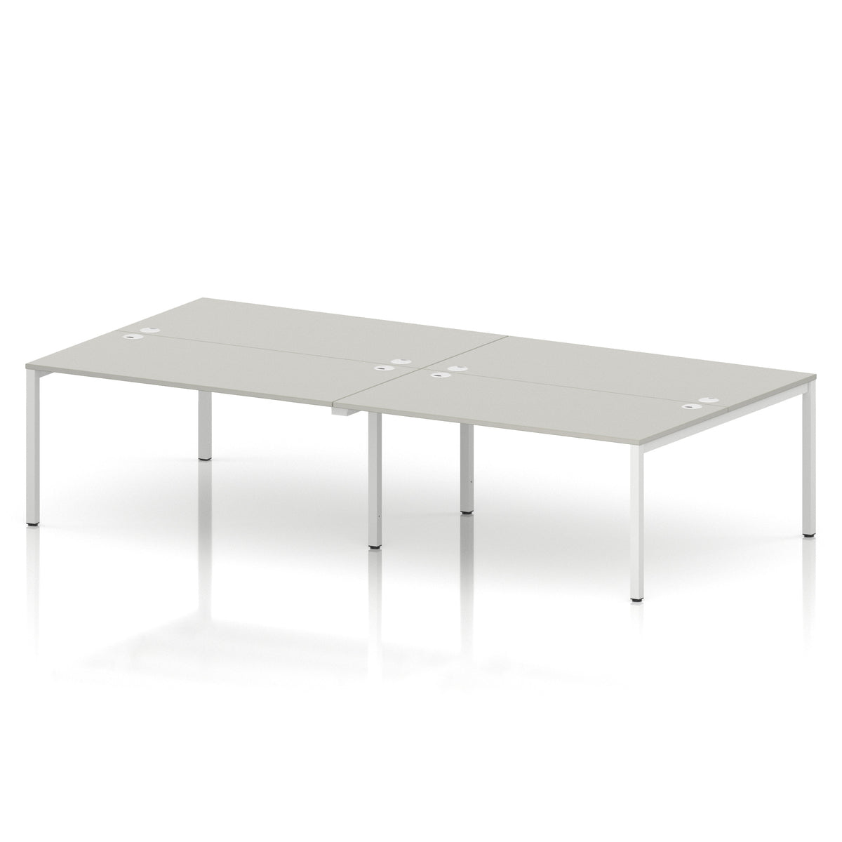 ID Workplace Bench Desk – 4 Person Dove Grey White - Industrious Decor