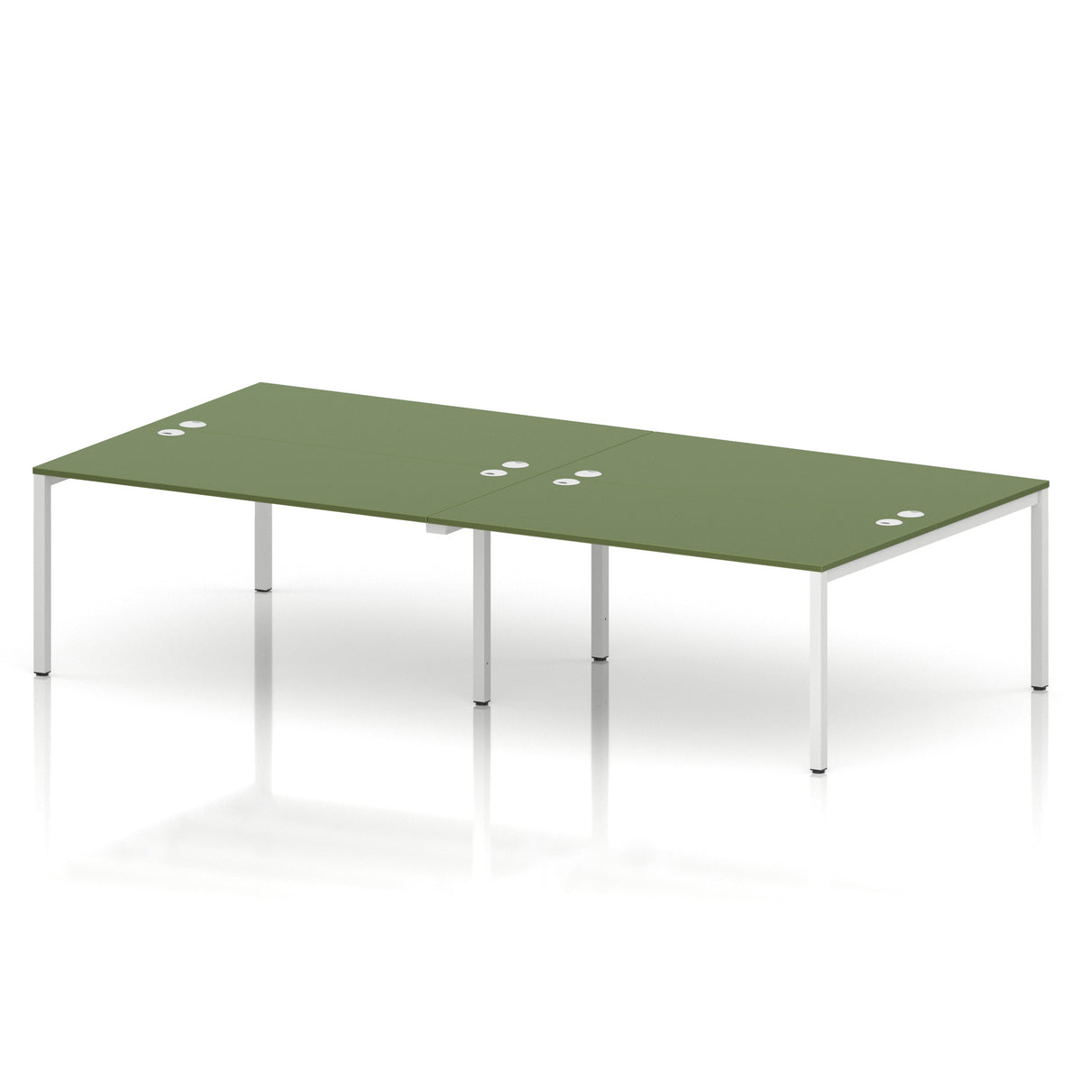 ID Workplace Bench Desk – 4 Person Moss Green White - Industrious Decor