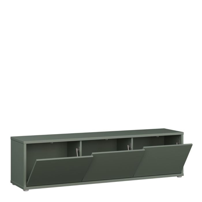 Bloc Wide TV Cabinet in Sage Green - Industrious Decor