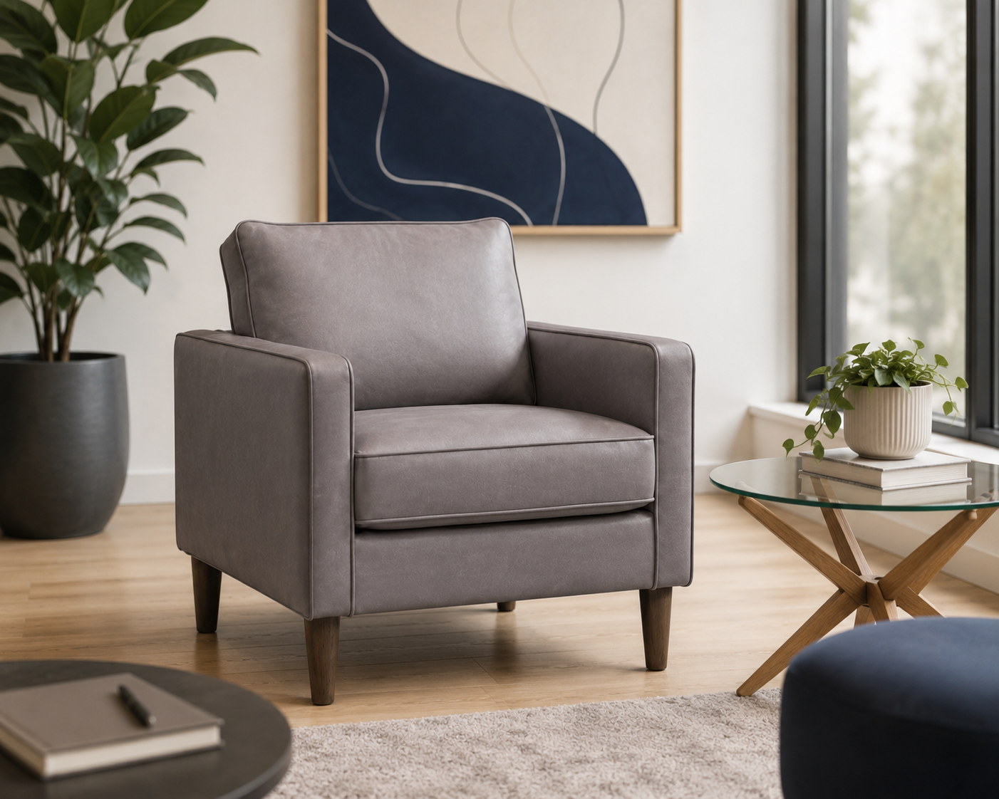 Kelso Armchair — Brown Faux Leather | CRIB 5 | In Stock
