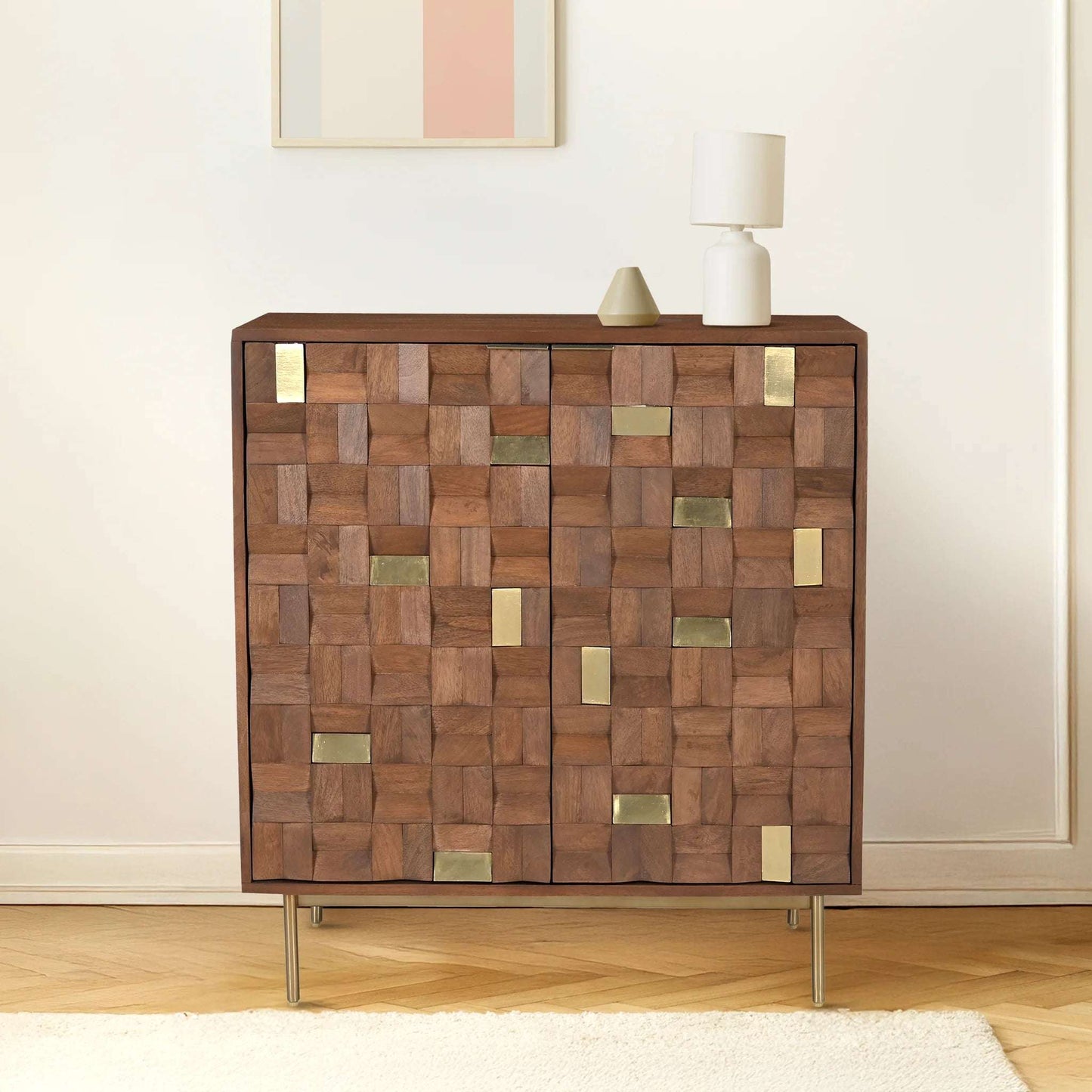 Brass and Wooden Cabinet