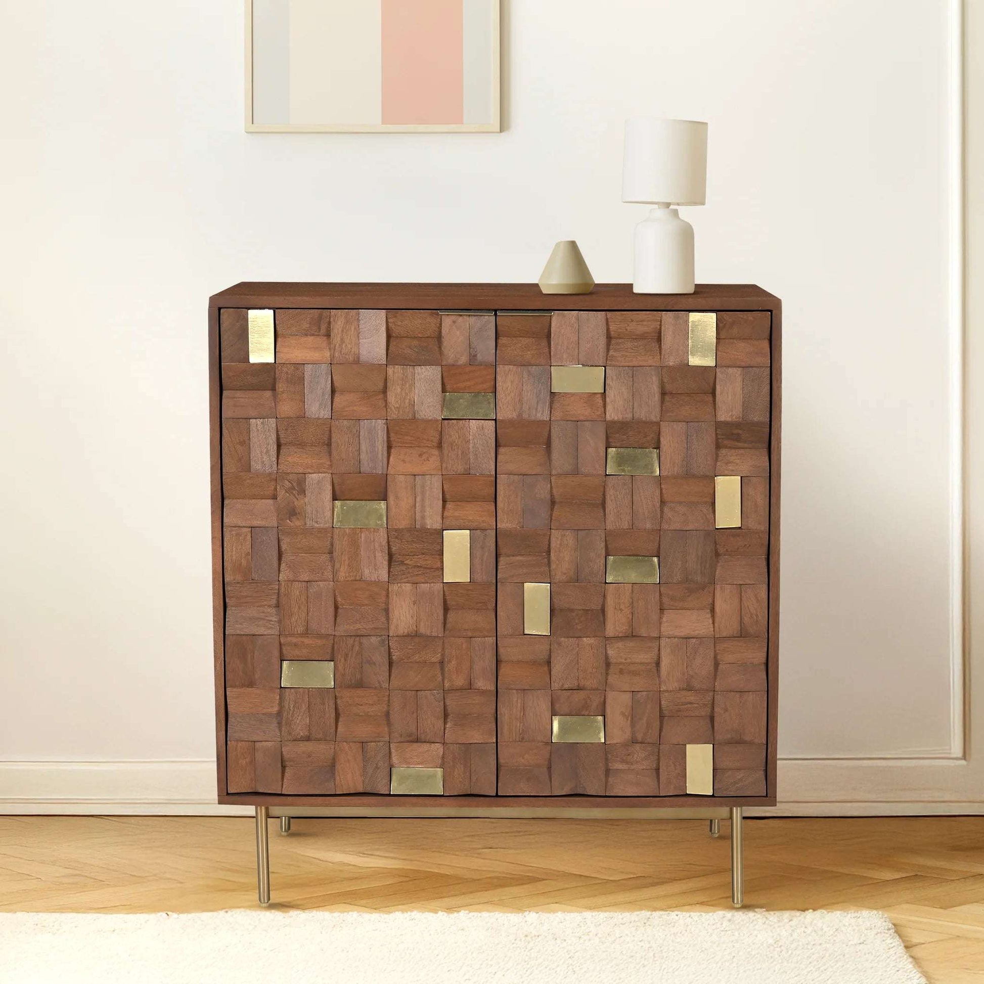 Brass and Wooden Cabinet
