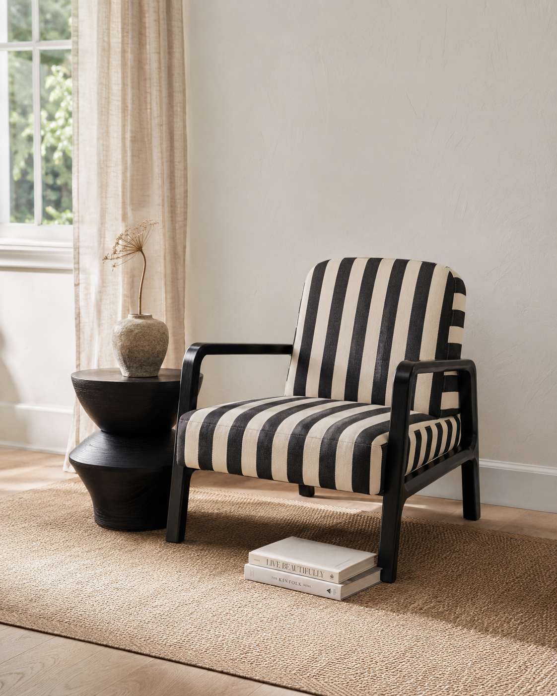 Harrogate â€” Mono Stripe Armchair - Industrious Decor