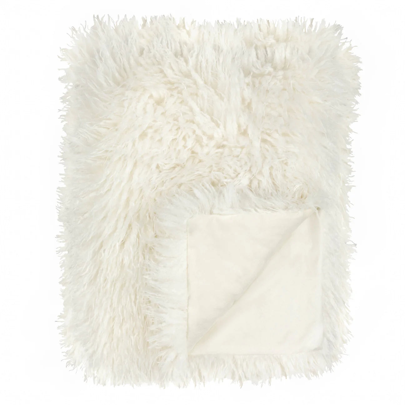 Luxe Ecru Faux Fur Throw Blanket
