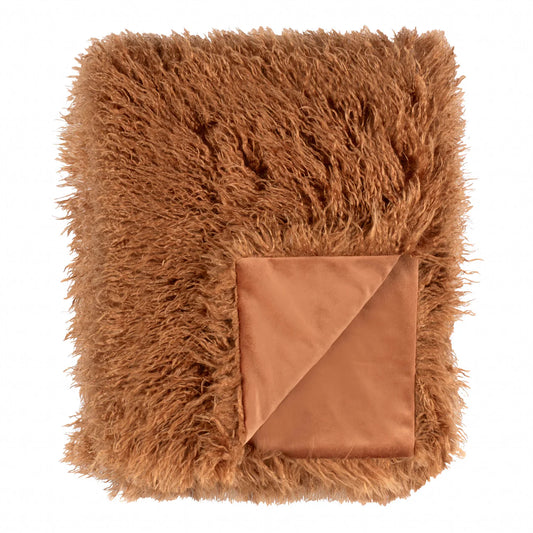 Luxe Rust Faux Fur Throw Blanket
