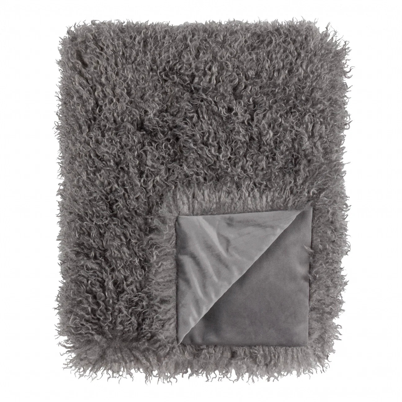 Luxe Slate Grey Faux Fur Throw Blanket