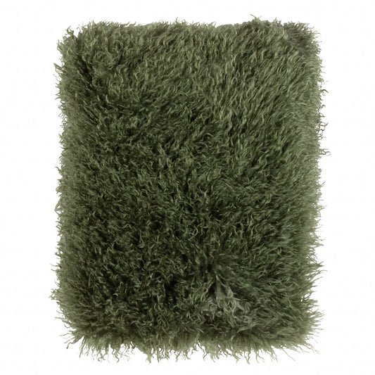Luxe Bottle Green Faux Fur Throw Blanket