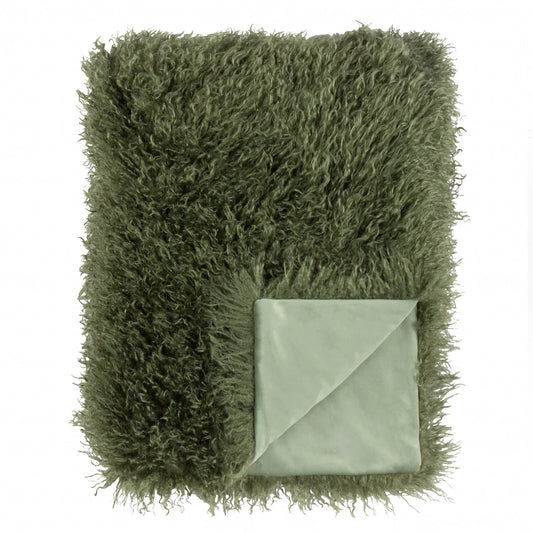 Luxe Bottle Green Faux Fur Throw Blanket