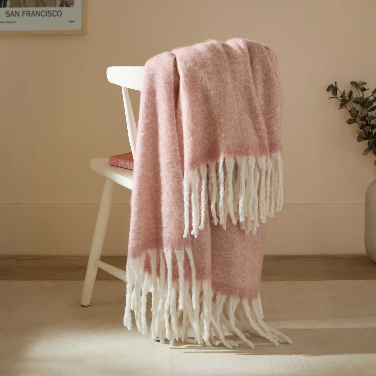 Blush & Cream Luxe Ombre Throw Blanket