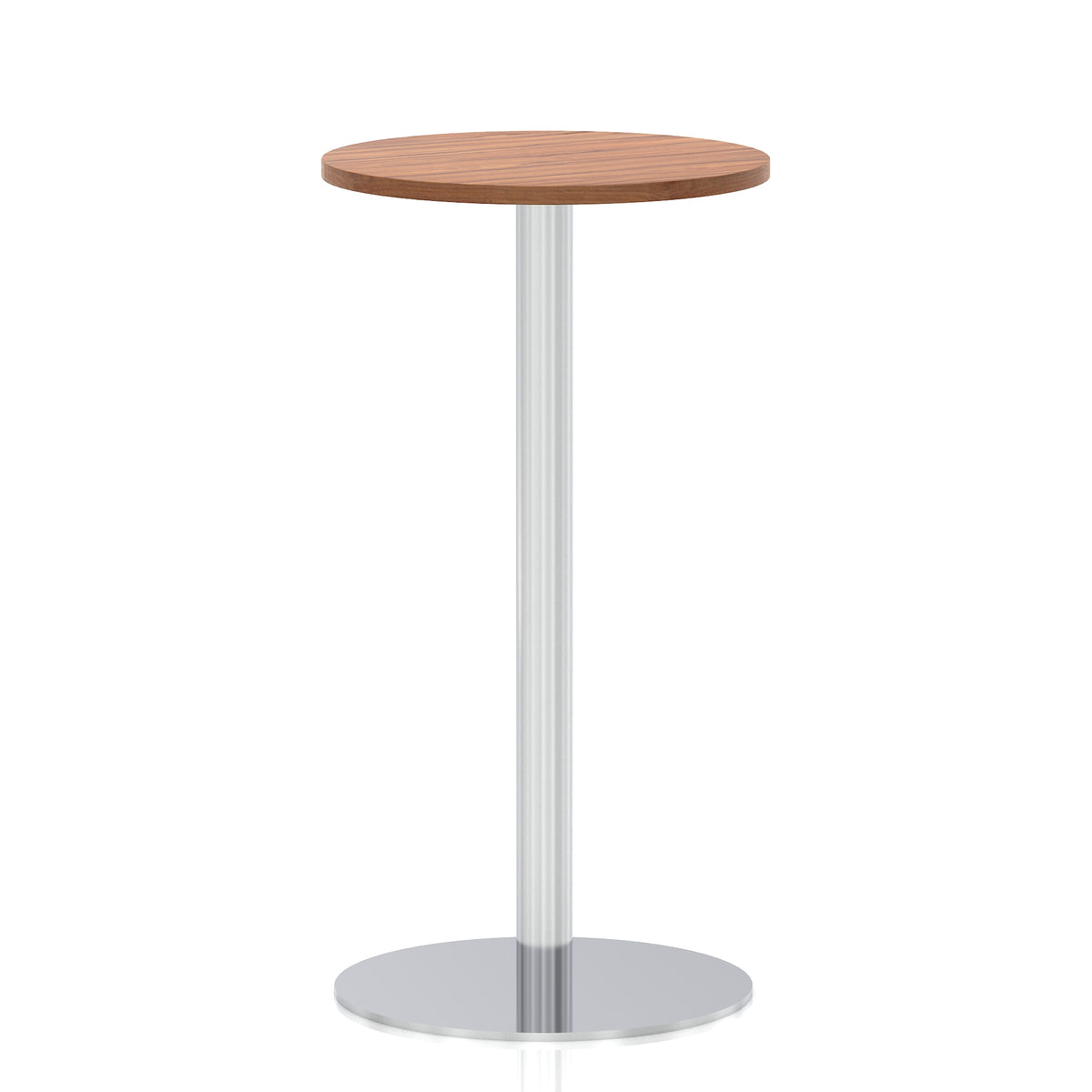 Arlo Round Poseur Table – Silver Base Walnut 600 1145mm - Industrious Decor