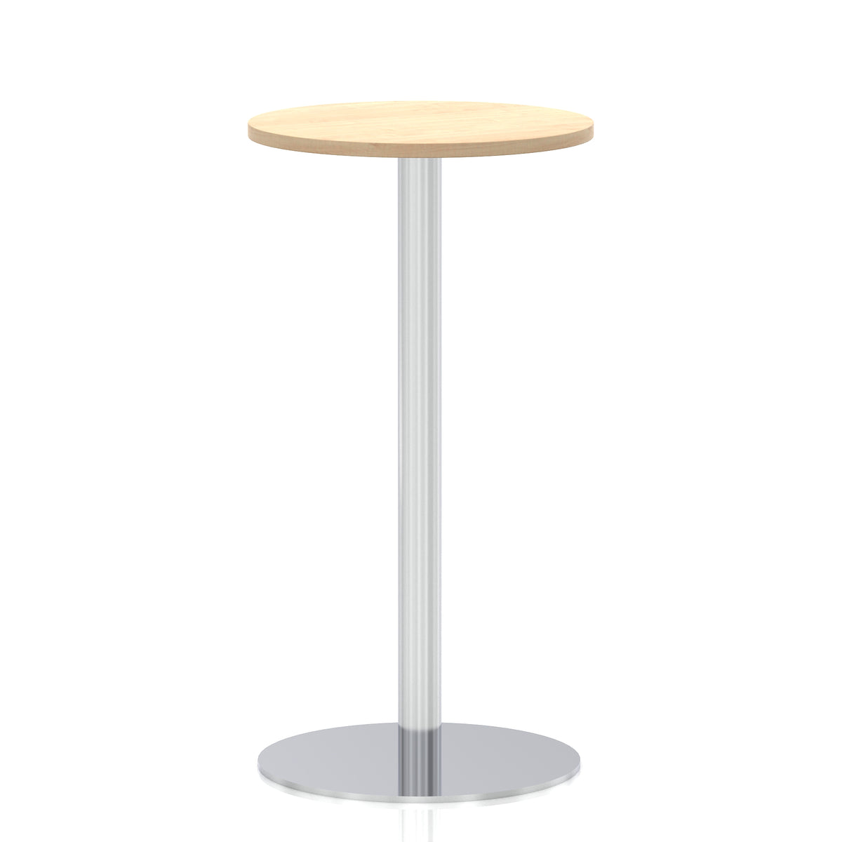 Arlo Round Poseur Table – Silver Base Maple 600 1145mm - Industrious Decor