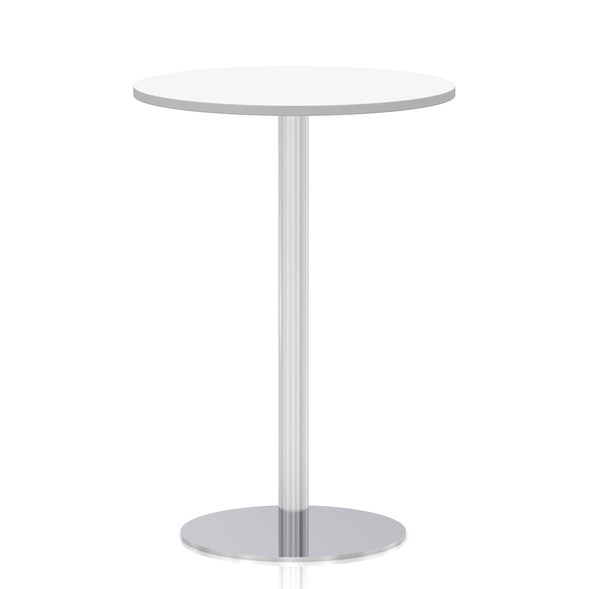 Arlo Round Poseur Table – Silver Base White 800 1145mm - Industrious Decor