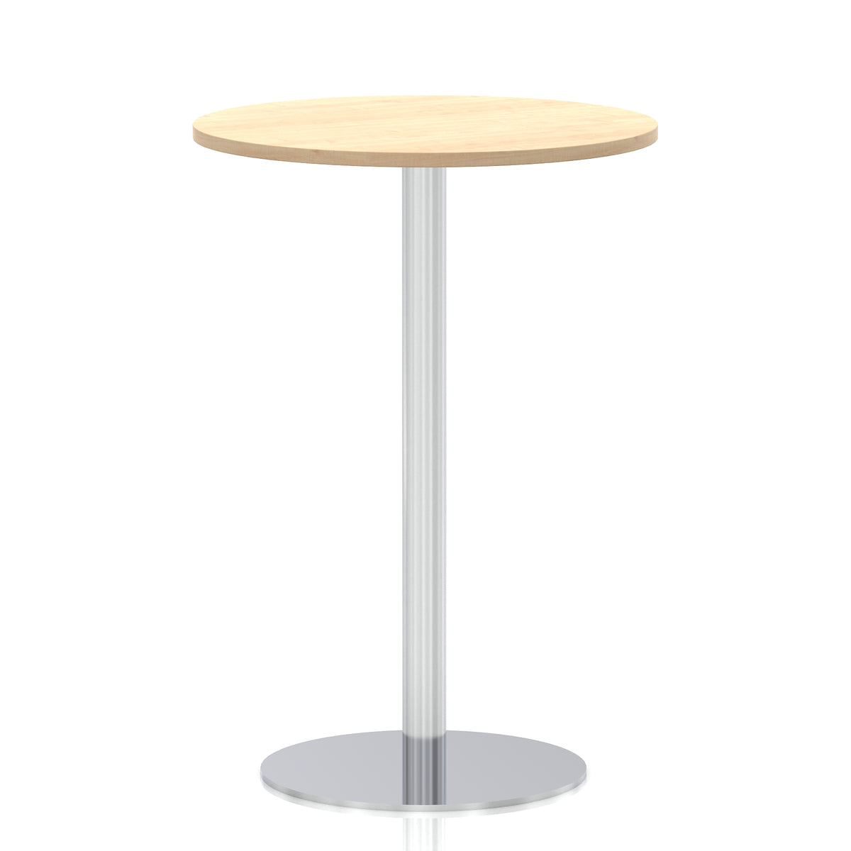 Arlo Round Poseur Table – Silver Base Maple 800 1145mm - Industrious Decor