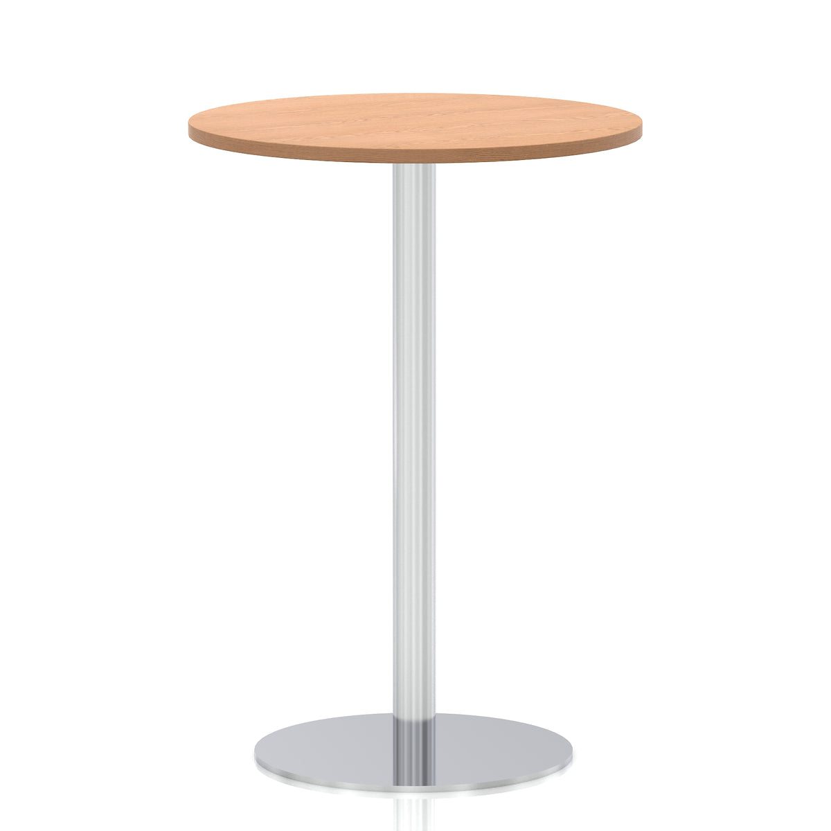 Arlo Round Poseur Table – Silver Base Oak 800 1145mm - Industrious Decor