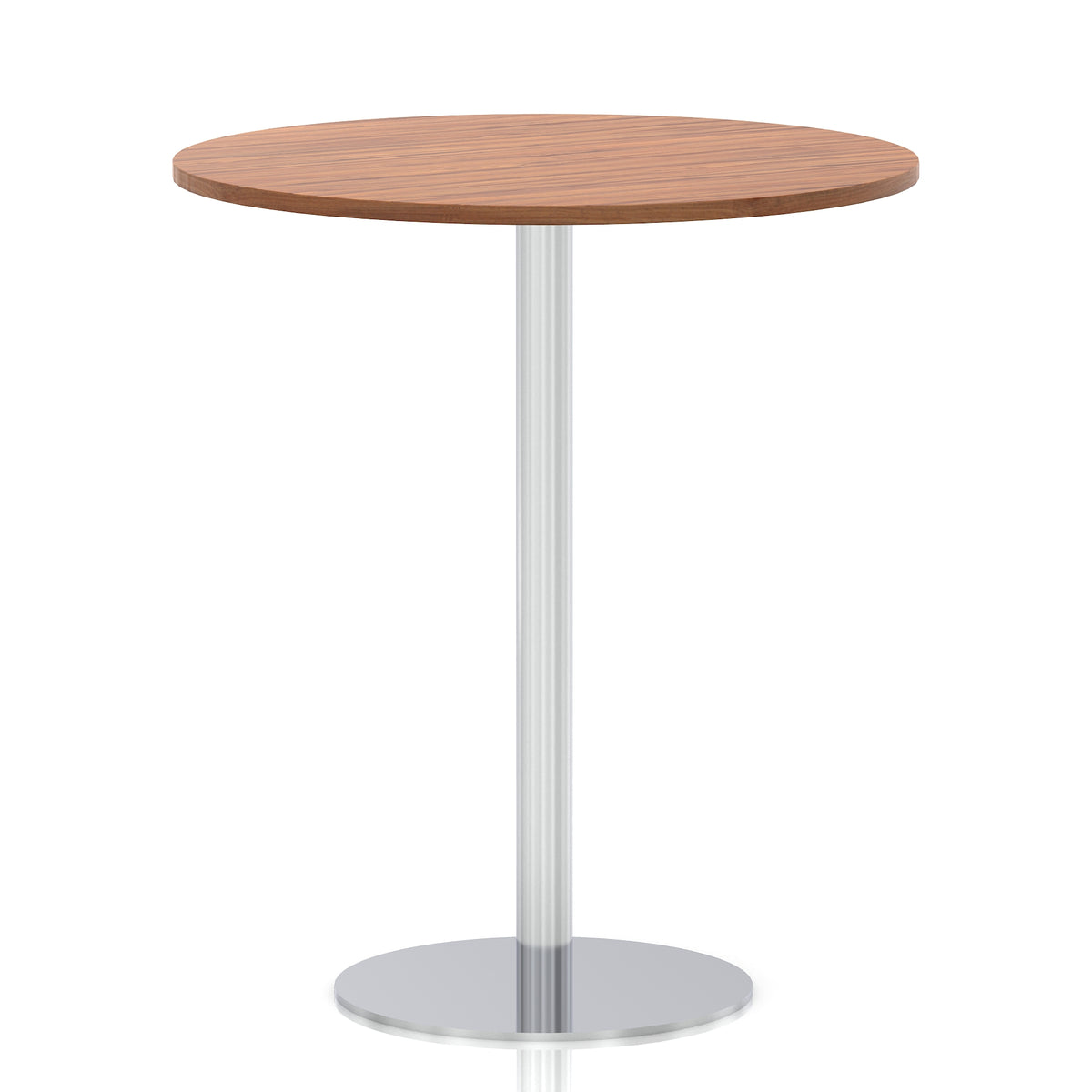 Arlo Round Poseur Table – Silver Base Walnut 1000 1145mm - Industrious Decor
