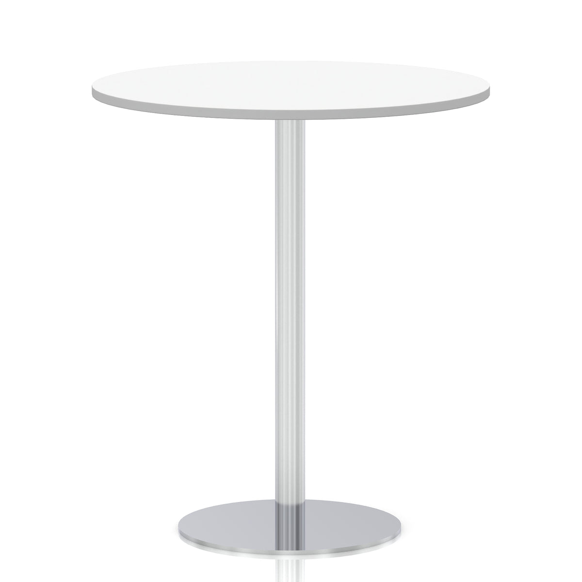 Arlo Round Poseur Table – Silver Base White 1000 1145mm - Industrious Decor