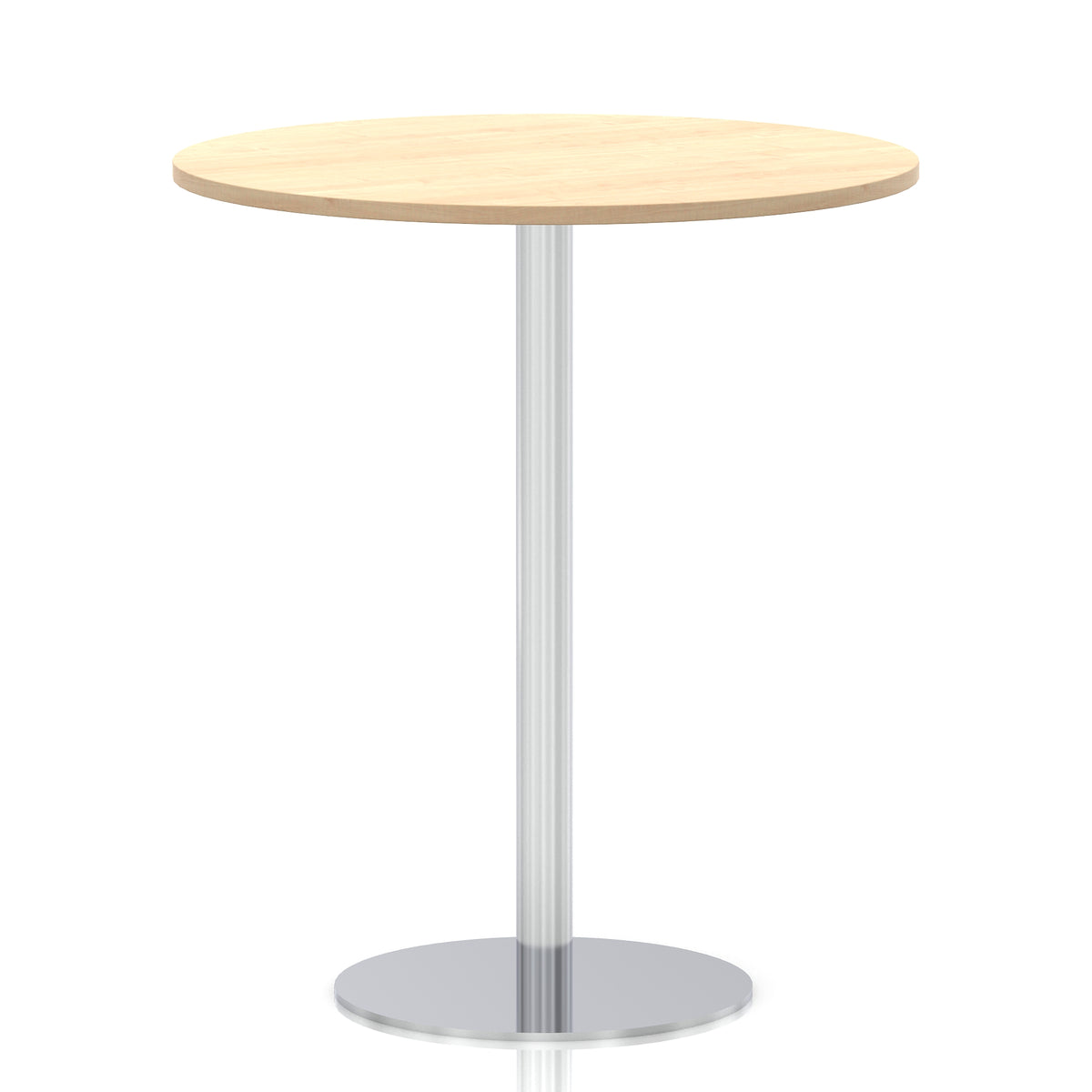 Arlo Round Poseur Table – Silver Base Maple 1000 1145mm - Industrious Decor