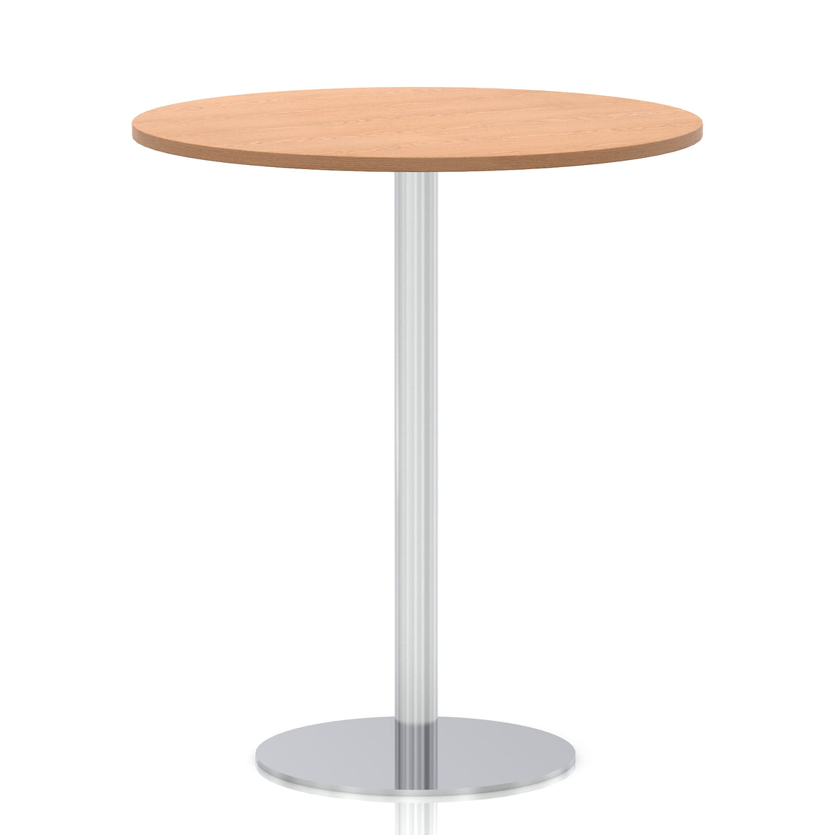 Arlo Round Poseur Table – Silver Base Oak 1000 1145mm - Industrious Decor