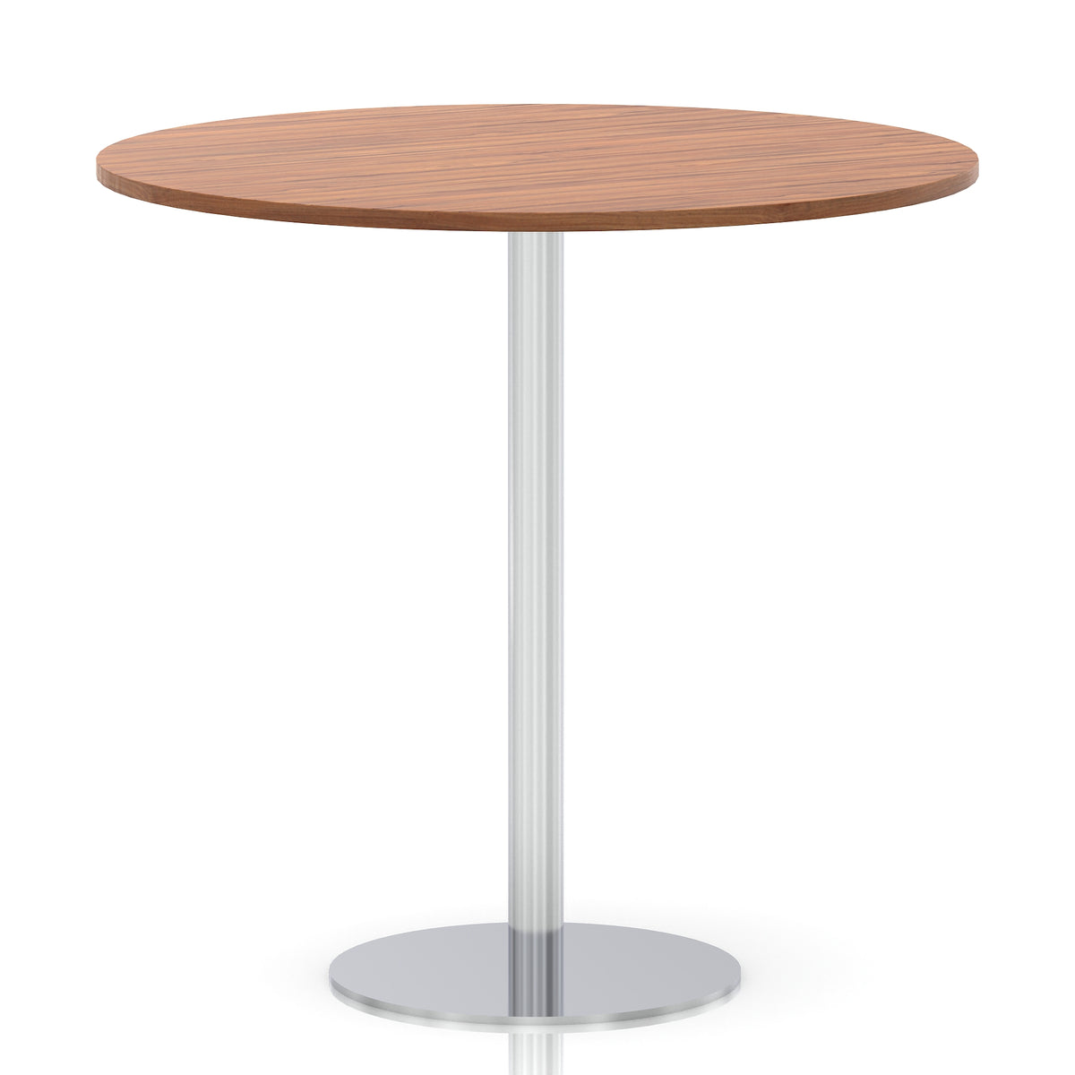 Arlo Round Poseur Table – Silver Base Walnut 1200 1145mm - Industrious Decor