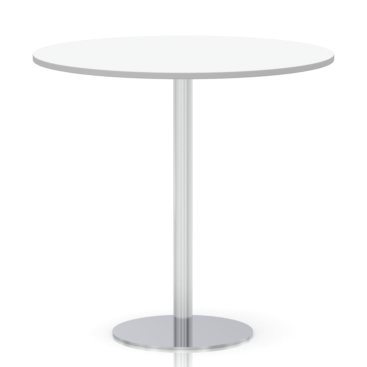 Arlo Round Poseur Table – Silver Base White 1200 1145mm - Industrious Decor