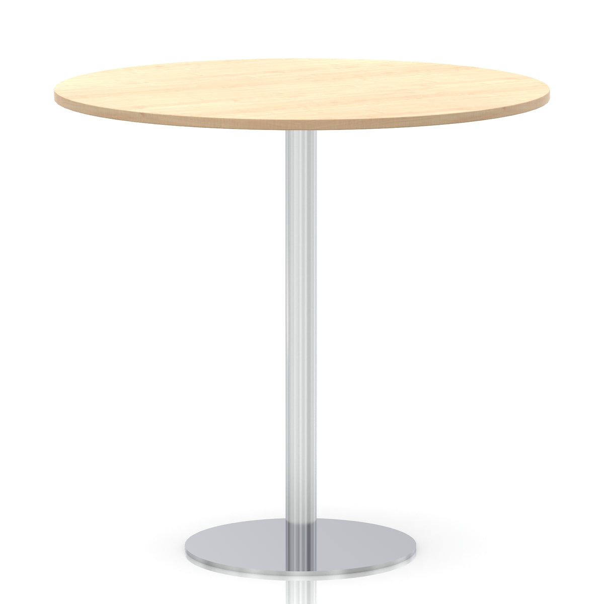 Arlo Round Poseur Table – Silver Base Maple 1200 1145mm - Industrious Decor