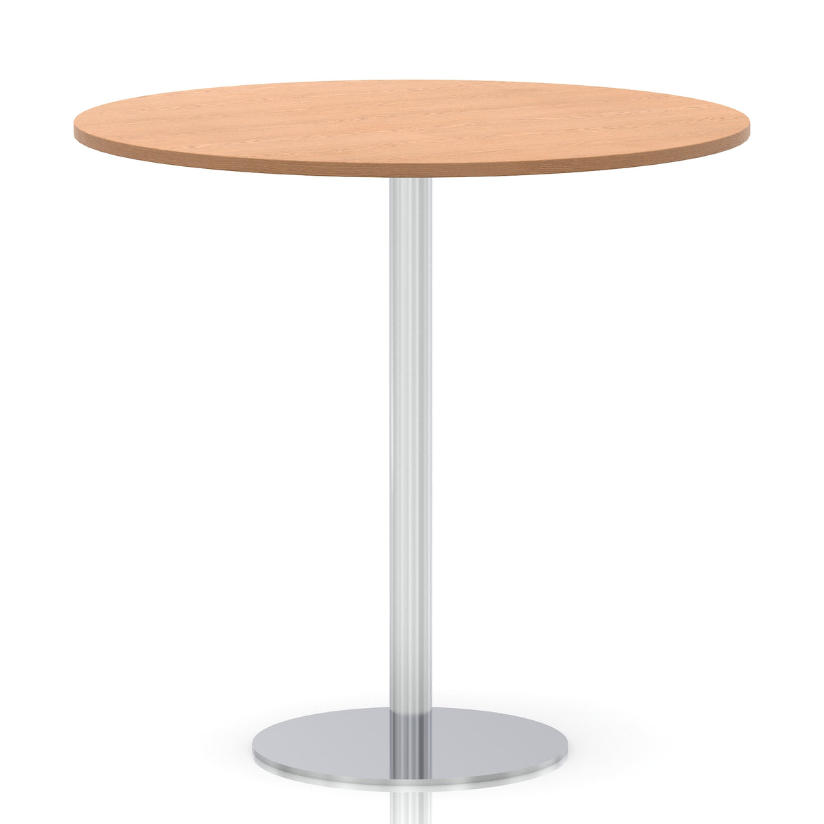 Arlo Round Poseur Table – Silver Base Oak 1200 1145mm - Industrious Decor