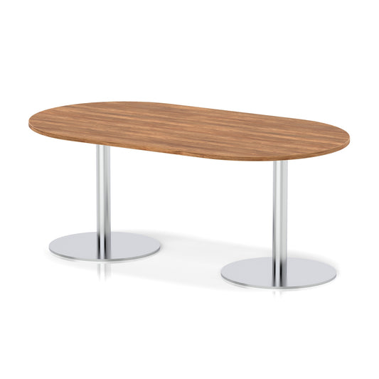 Italia Boardroom Table Silver Leg Walnut 1800 725mm - Industrious Decor