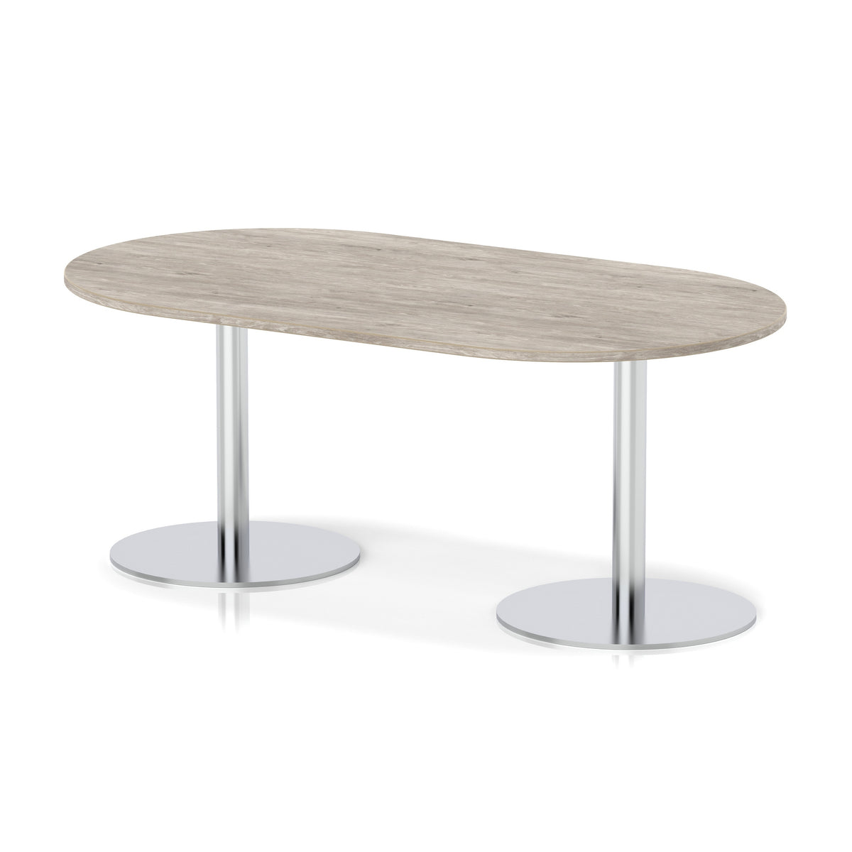 Italia Boardroom Table Silver Leg Grey Oak 1800 725mm - Industrious Decor