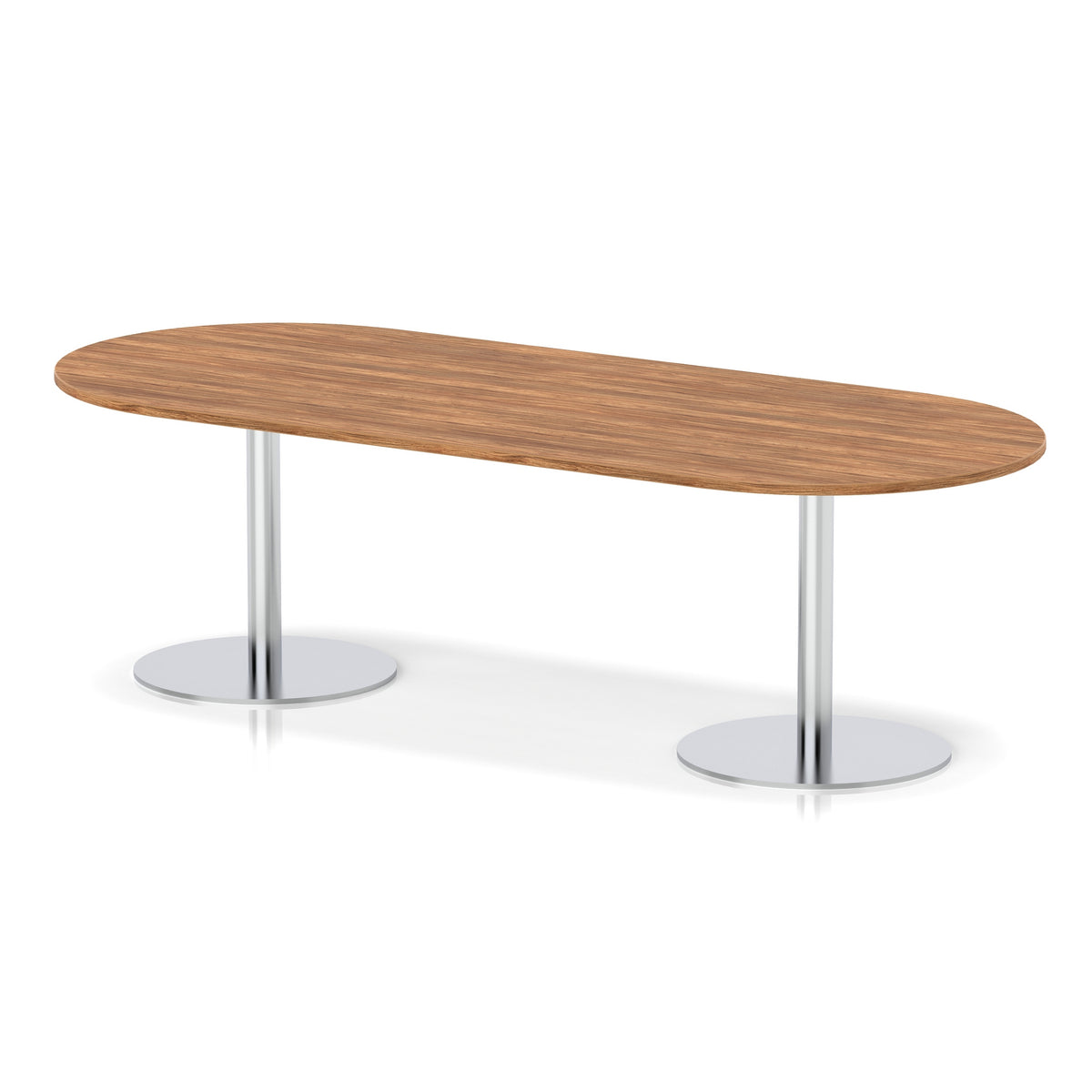 Italia Boardroom Table Silver Leg Walnut 2400 725mm - Industrious Decor