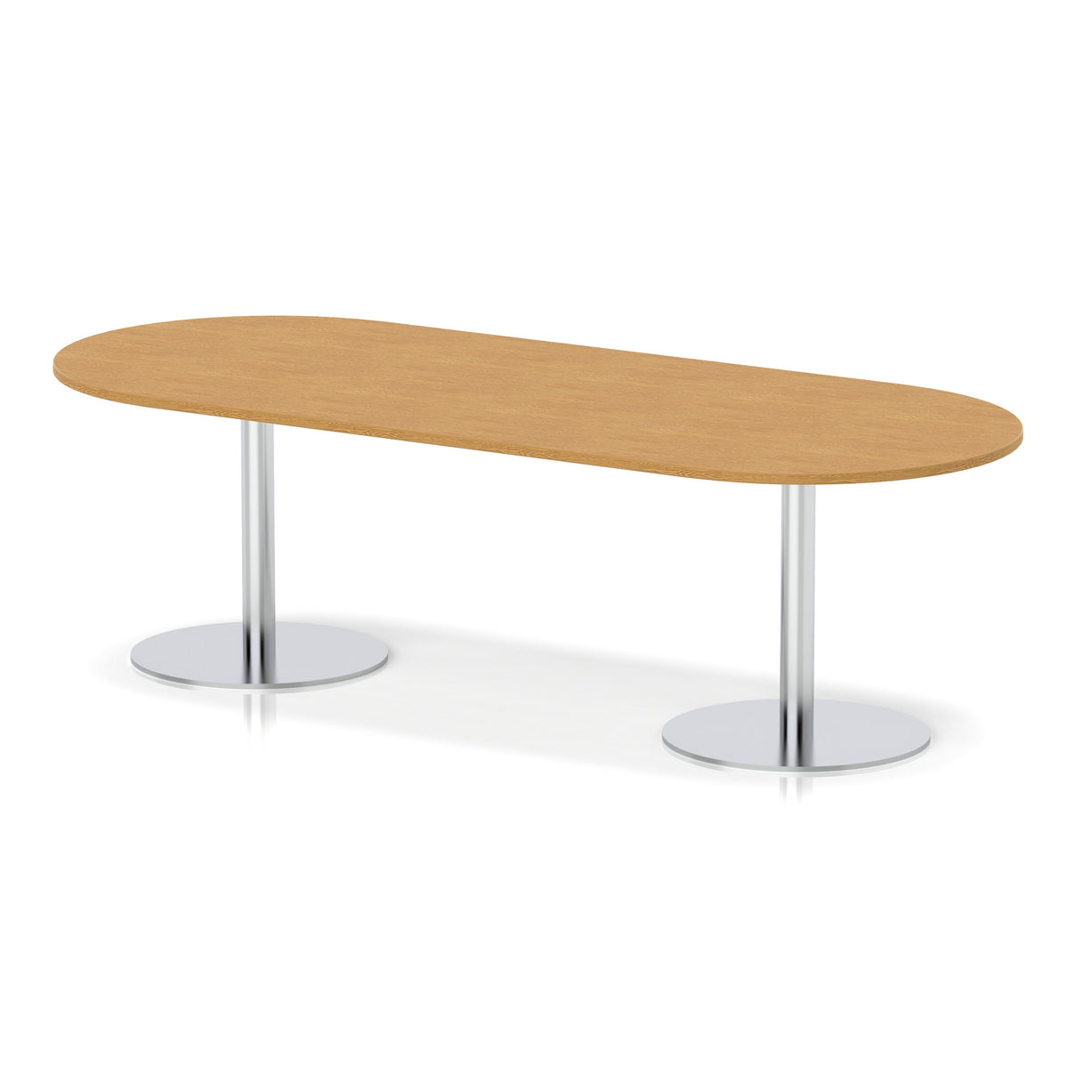 Italia Boardroom Table Silver Leg Oak 2400 725mm - Industrious Decor